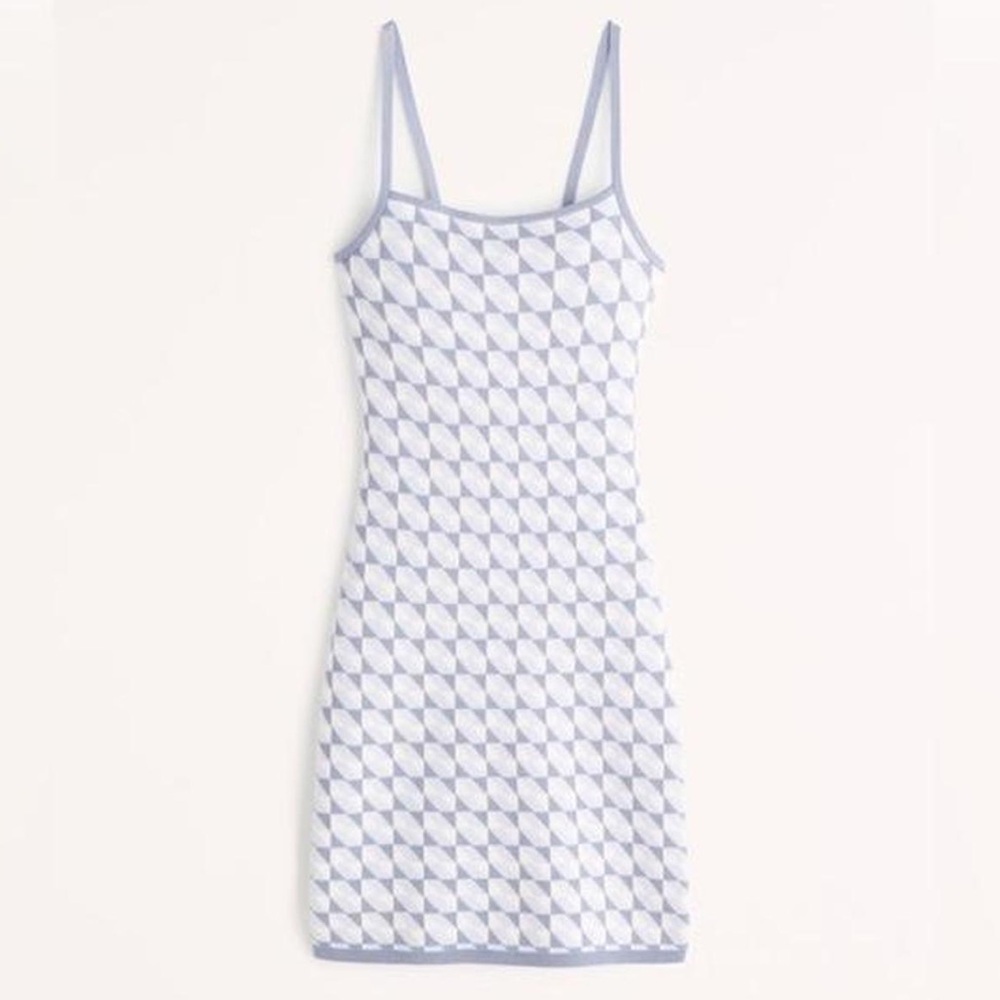 Abercrombie Blue Jacquard Open Back Dress Medium
